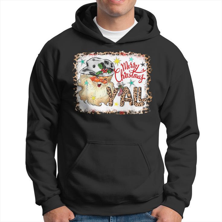 Merry Christmas Y'all Leopard Western Santa Cowboy Bleached Hoodie