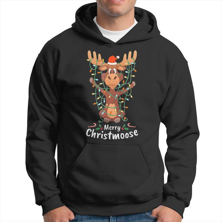 Merry Christmoose Christmas Moose Xmas Tree Lights Hoodie