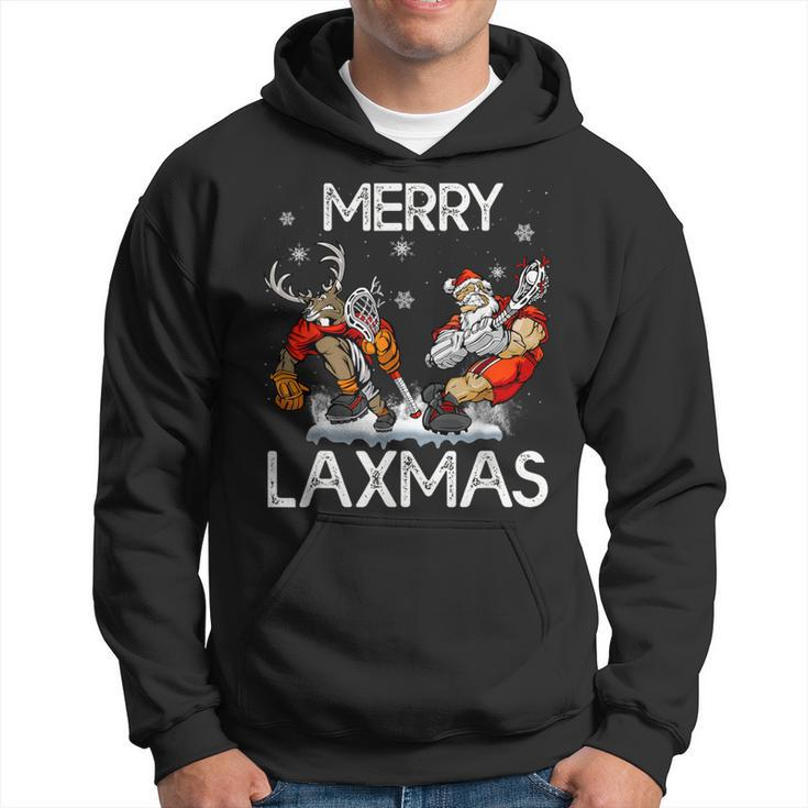 Merry Laxmas Ugly Christmas Lacrosse Santa Reindeer Hoodie