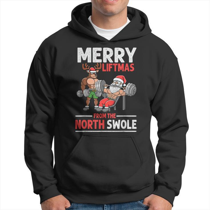 Merry Liftmas From North Swoie Muscle Santa Weightlifting Hoodie