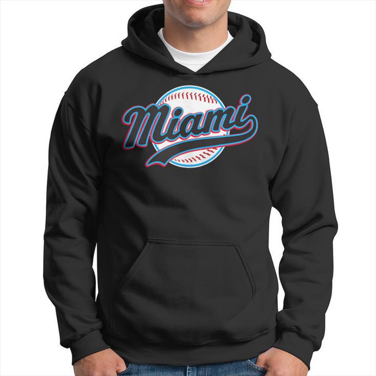 Miami Vintage Baseball Throwback Retro Hoodie