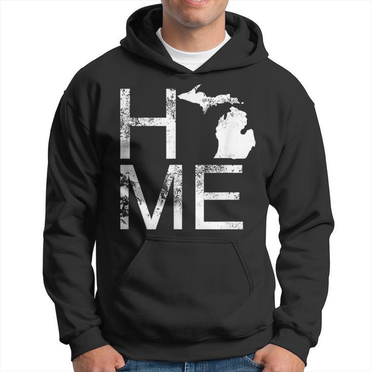 Michigan Home Mi State Love Pride Map Distressed Hoodie
