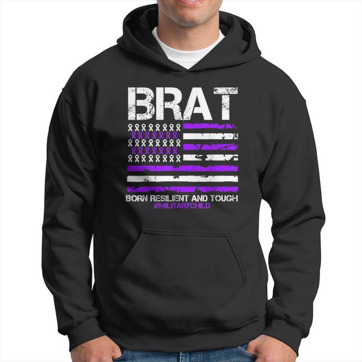 Military Brat Purple Up American Flag April Military Child Hoodie