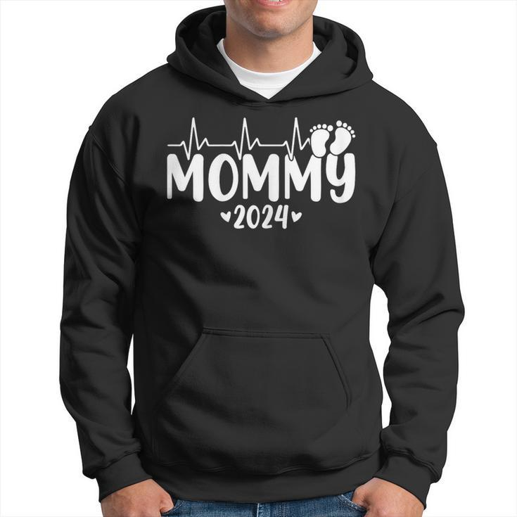 Mommy 2024 Heartbeat 1St Time Pregnancy Announcement Mom Hoodie