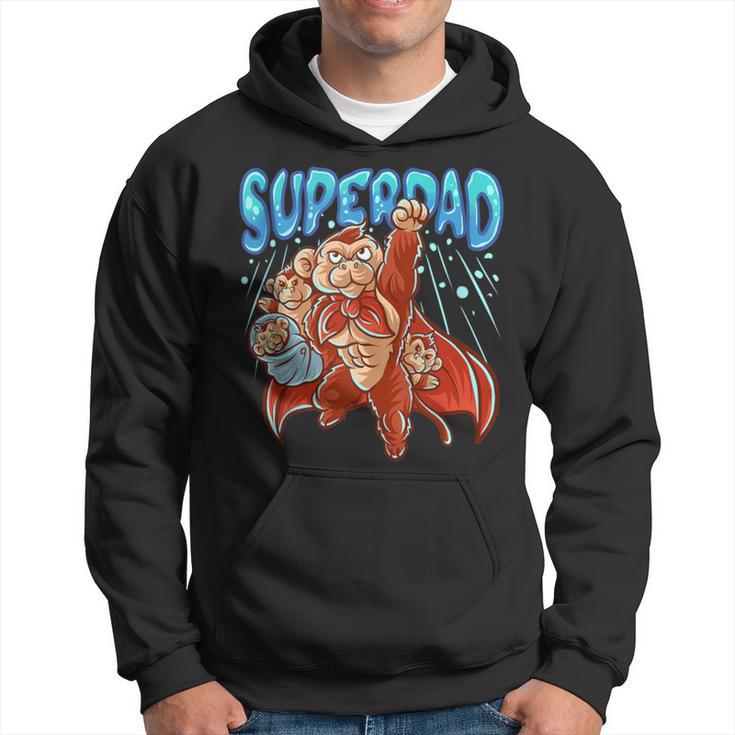 Monkey Dad Super Dad Superhero Daddy Chimpanzee Father's Day Hoodie