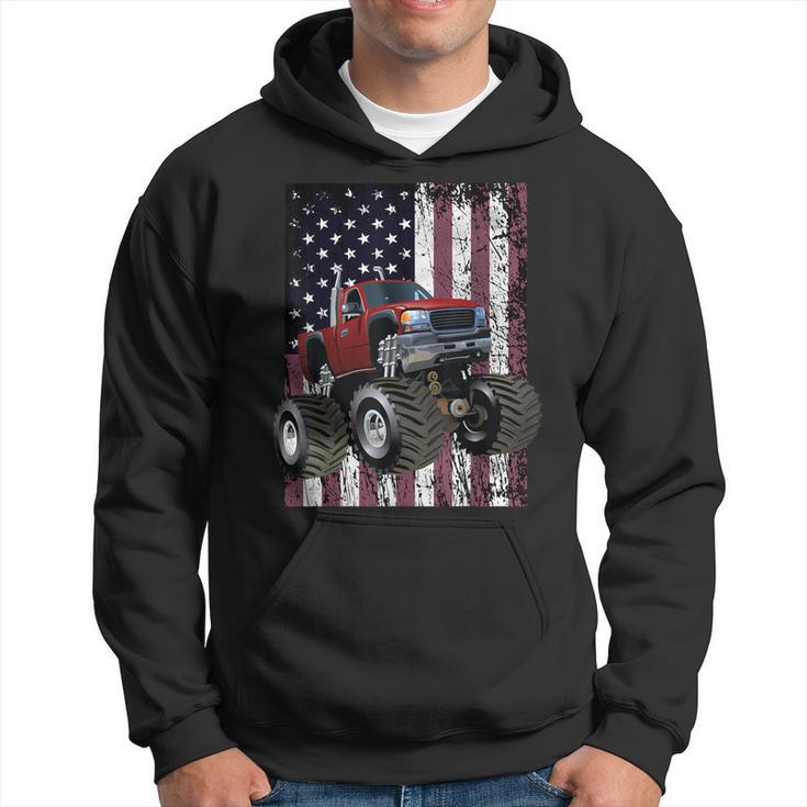 Monster Truck American Flag Racing Usa Boys Jam Hoodie