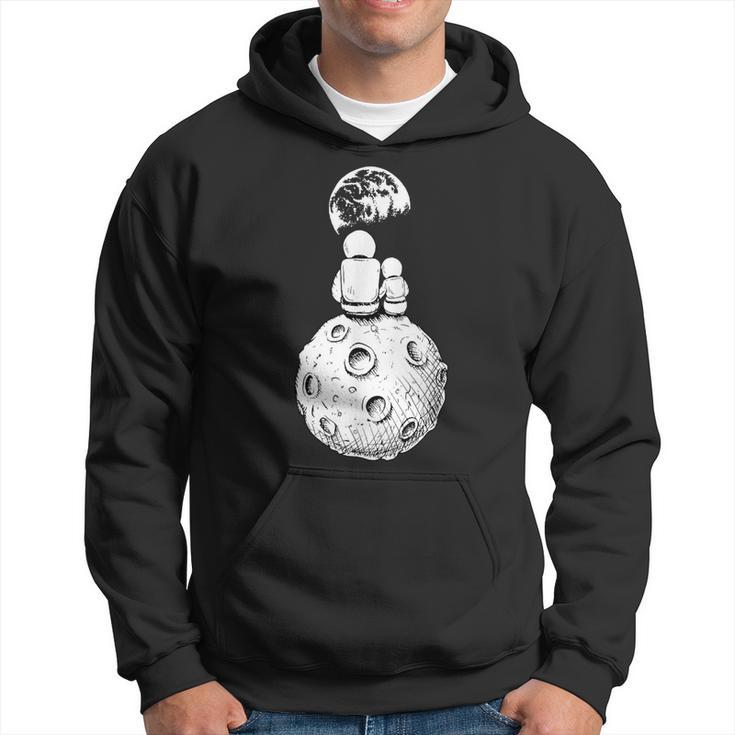 Moon And Astronaut Dad And Baby Space Matching Dad And Baby Hoodie
