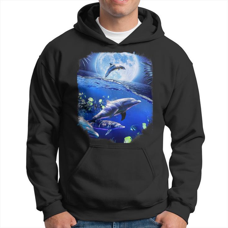 Moon Dolphin Space Dolphins Hoodie