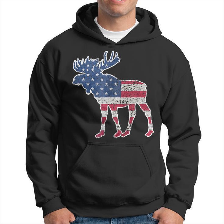 Moose Usa Flag Colorful Retro Vintage Hoodie