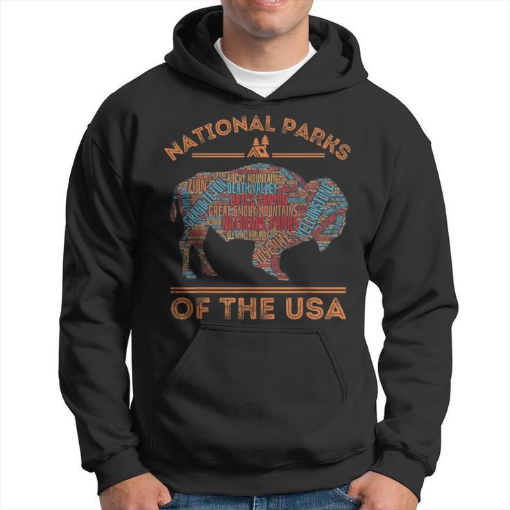 National Parks Usa Buffalo Travel Outdoors Hiking Vintage Hoodie