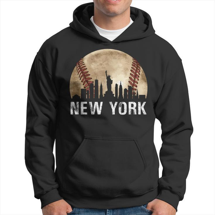 New York City Skyline Vintage Baseball Lover Hoodie