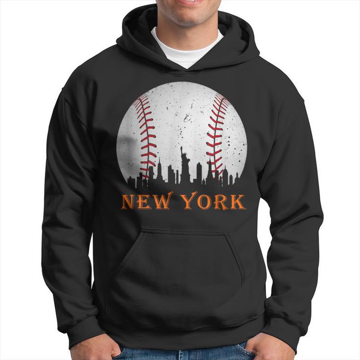 New York Ny Skyline Baseball Vintage Met At Gameday Hoodie