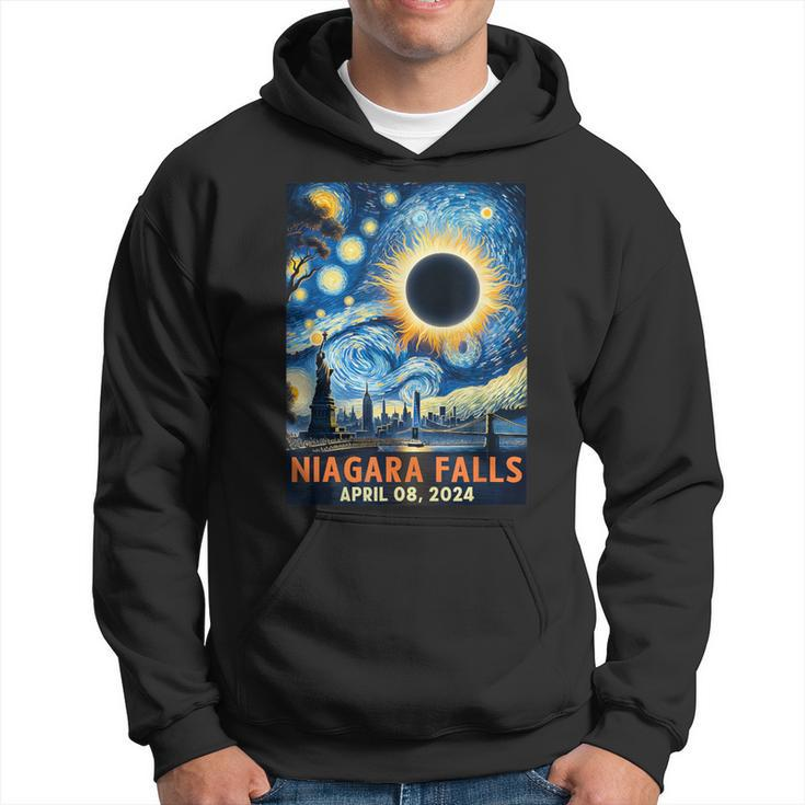 Niagara Falls New York Total Solar Eclipse 2024 Starry Night Hoodie