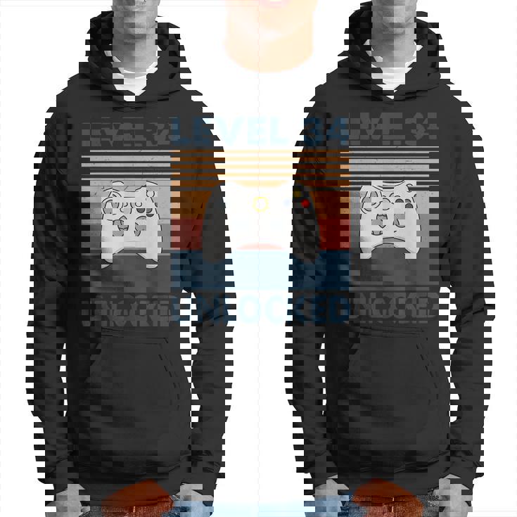 Nivel 34 Desbloqueado – Retrointage 34 Cumpleaños Gamer Gaming Sudadera