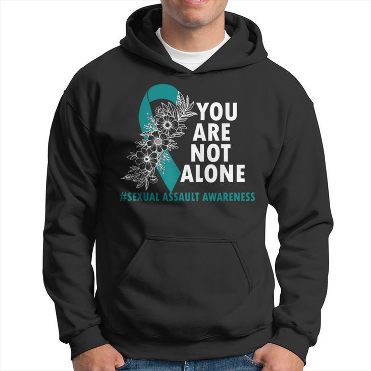 You Are Not Alone Sexual Assault Awareness Month Teal Ribbon Hoodie