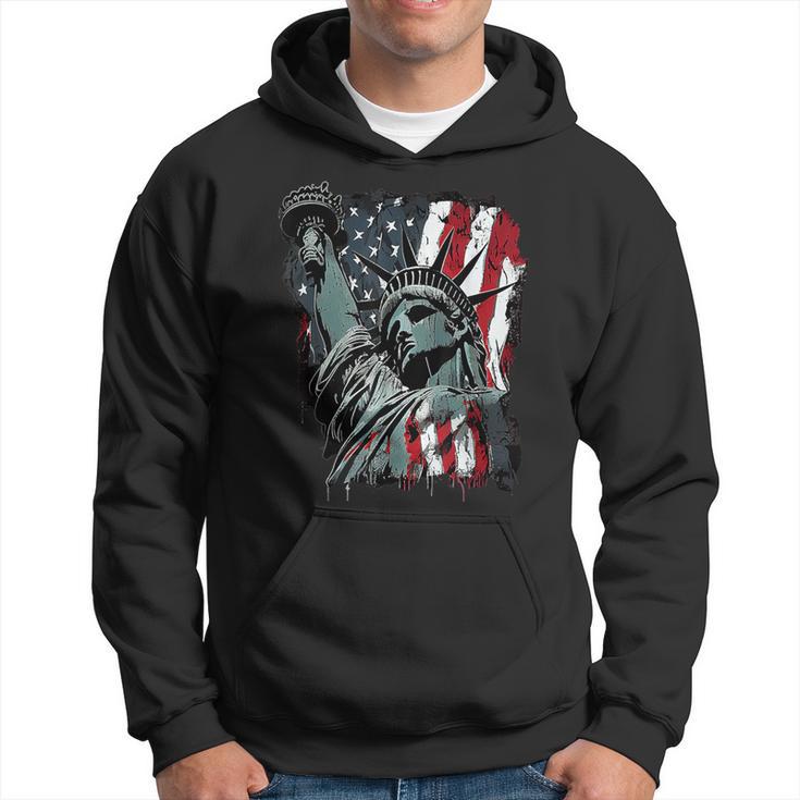 Nyc New York City Statue Of Liberty Usa Flag Graphic Hoodie