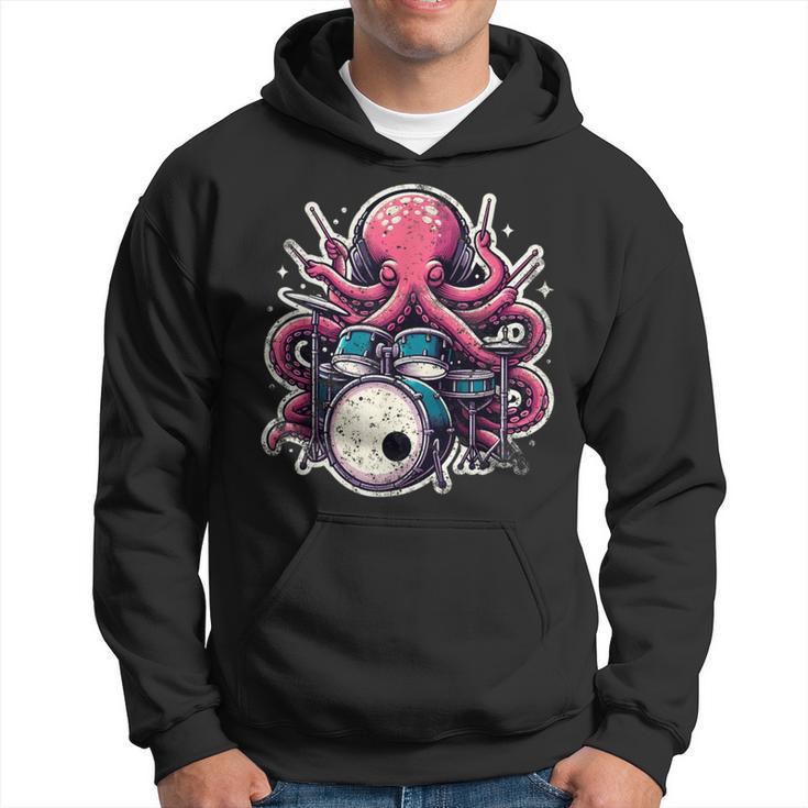 Octopus Playing Drums Drummer Musician Drumming Band Hoodie