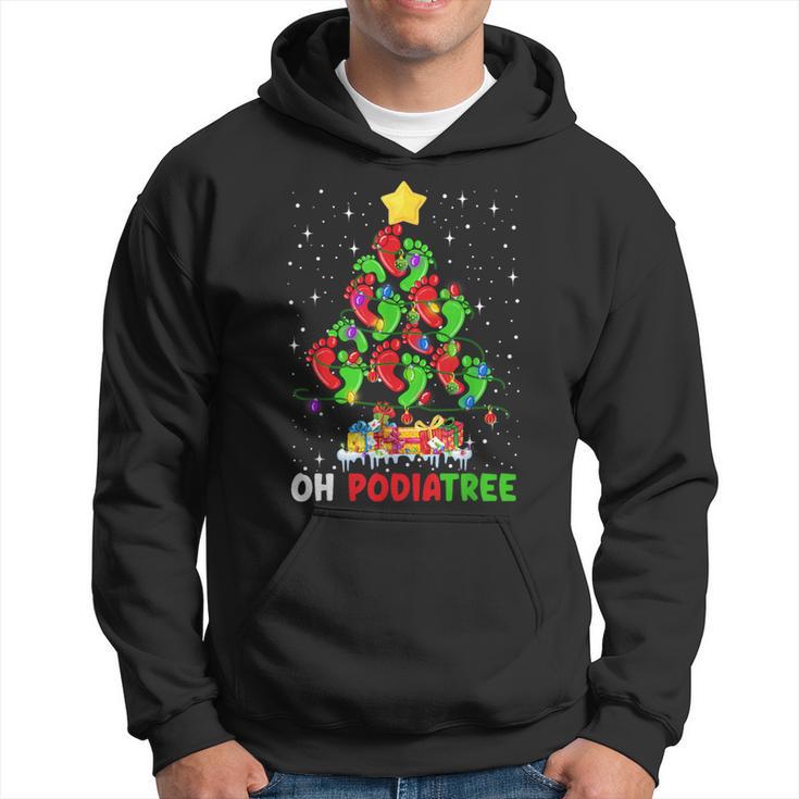 Oh Podiatree Foot Christmas Tree Xmas Lights Podiatry Hoodie