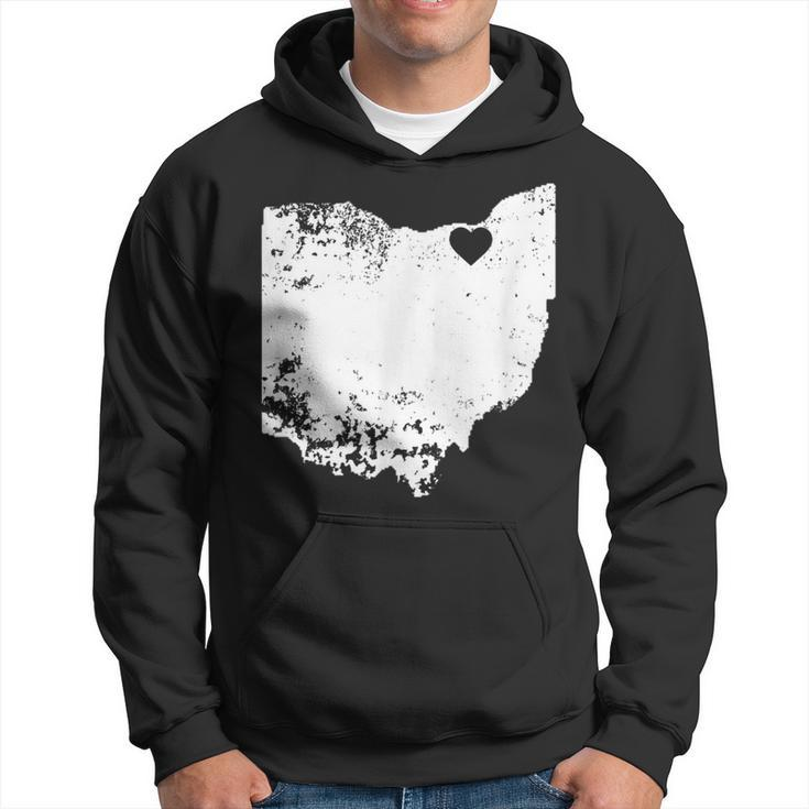 Ohio Love Cleveland Oh State Map Distressed Hoodie