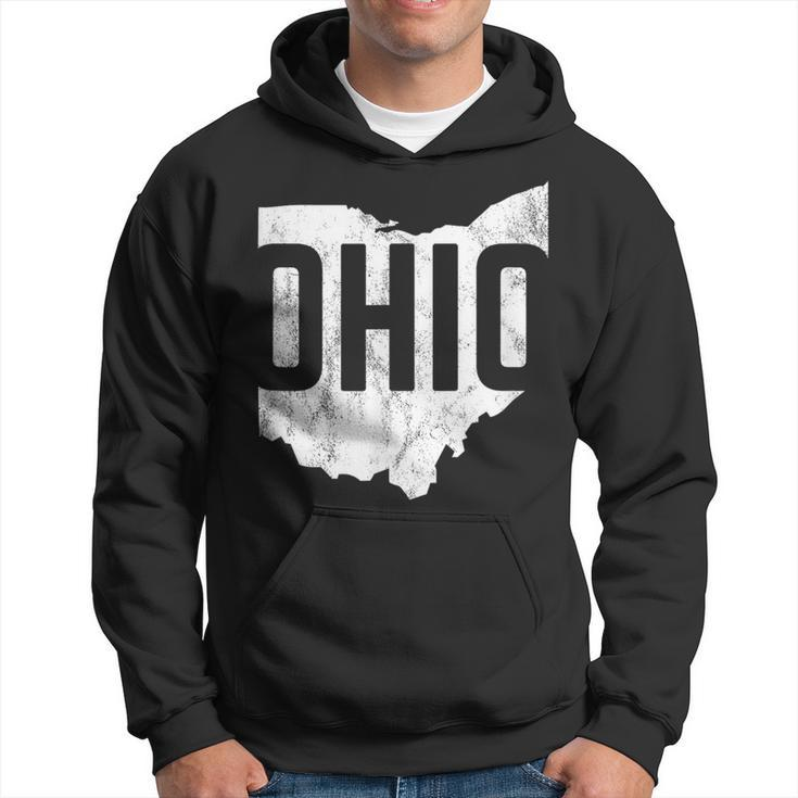 Ohio Pride Distressed Retro Look State Silhoutte Hoodie