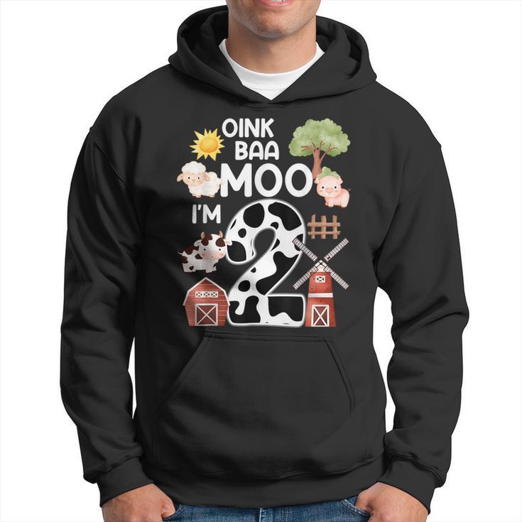 Oink Baa Moo I'm 2 Farm Theme Birthday 2 Year Old Party Hoodie