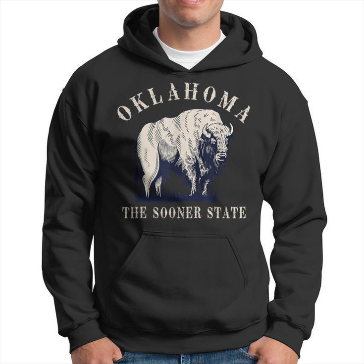 Oklahoma The Sooner State American Bison Buffalo Vintage Hoodie