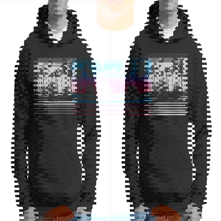 Palm Tree Pastel Sunset Scene Graphic Hoodie