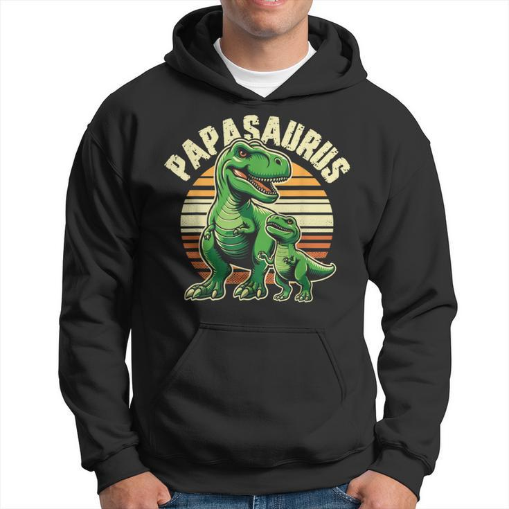 Papasaurus T Rex Dinosaur Papa Saurus Father's Day Retro Hoodie