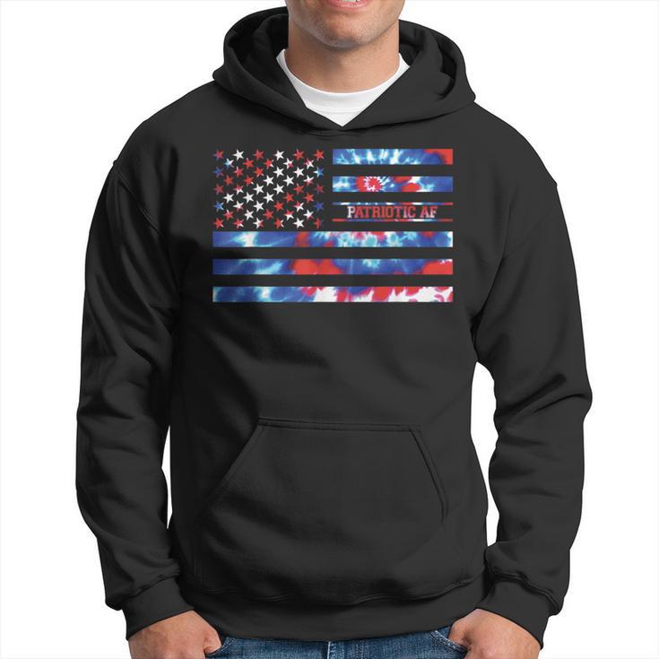 Patriotic Af Tie Dye Red White Blue Patriotic American Flag Hoodie