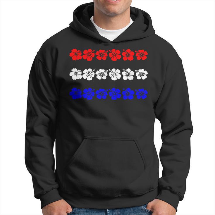 Patriotic Hawaiian Usa Red White Blue Aloha Bands Hoodie