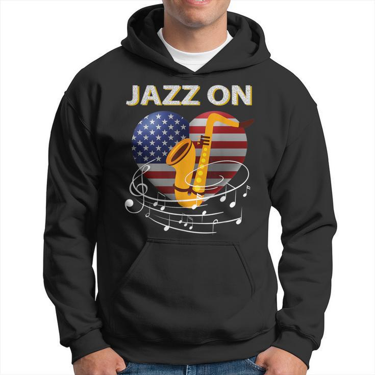 Patriotic Jazz On Music Flag Heart Saxophone Louisiana Hoodie