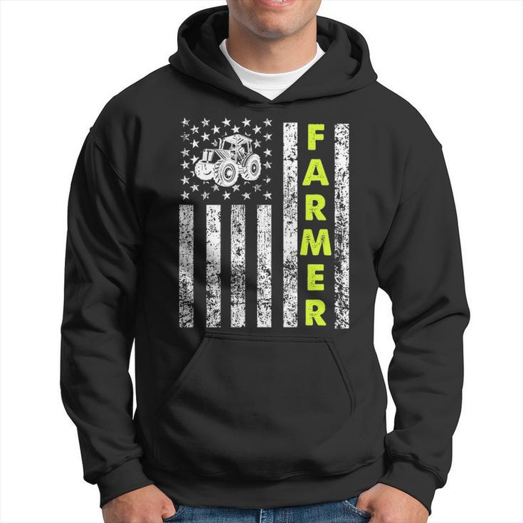 Patriotic Tractor Flag Farmer Hoodie