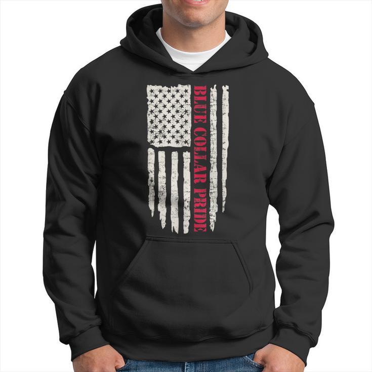 Patriotic Workman Us Flag Worker Proud Blue Collar Pride Hoodie