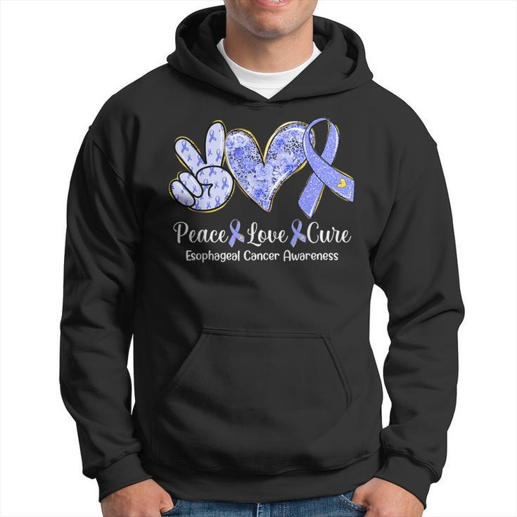 Peace Love Cure Periwinkle Ribbon Esophageal Cancer Hoodie