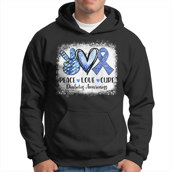 Peace Love Cure Type 1 Diabetes Awareness T1d Blue Ribbon Hoodie