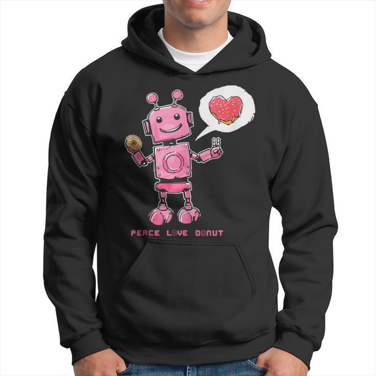 Peace Love Donuts Retro Robot Hoodie