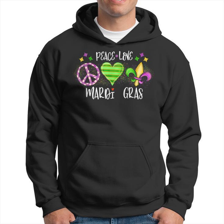 Peace Love Mardi Gras Purple And Gold New Orleans Festival Hoodie