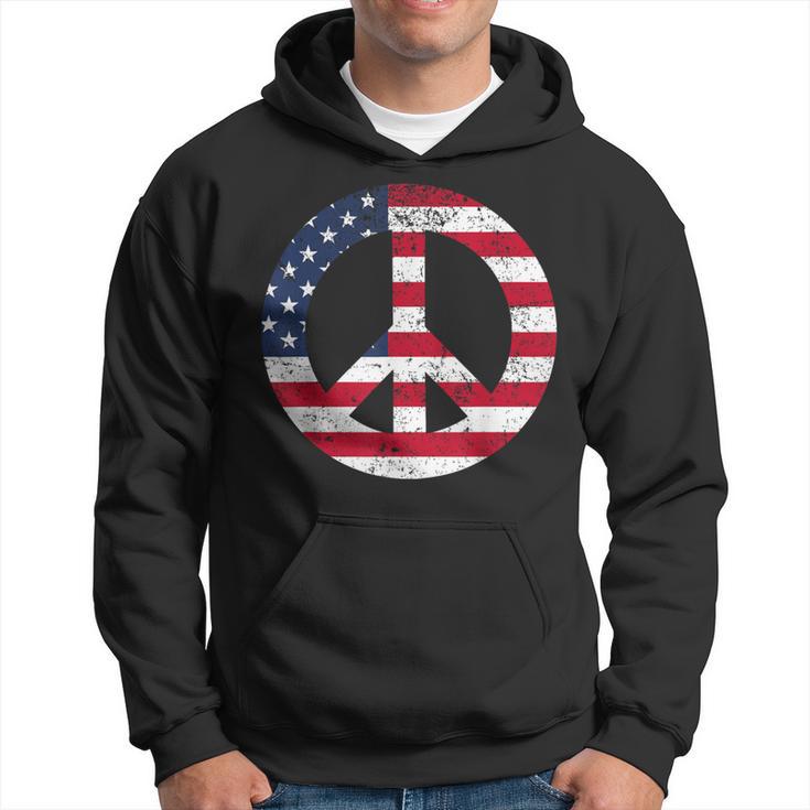 Peace Sign Patriotic Usa Flag Peace & Love Hoodie