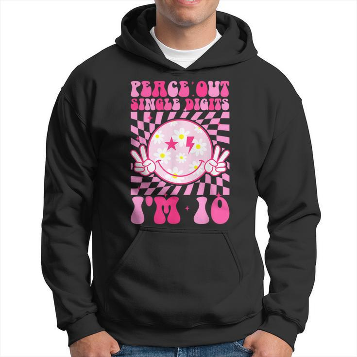 Peace Single Digits I'm 10 Smile Face For Birthday Girls Hoodie