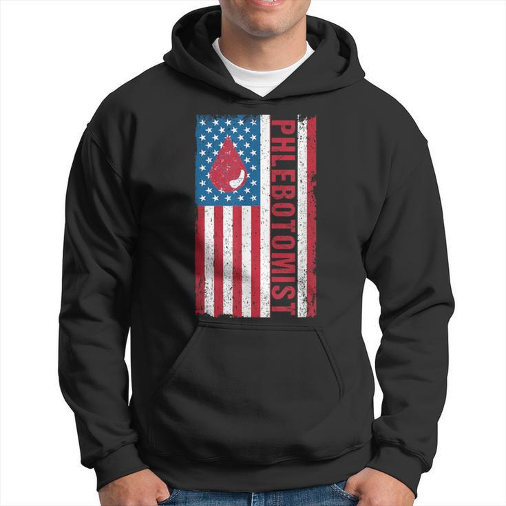 Phlebotomist Blood Donor American Flag Usa Phlebotomy Hoodie