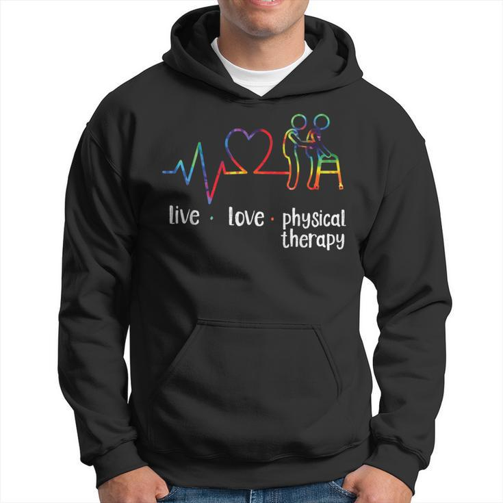 Physical Therapist Therapy Assistant Tie Dye Heartbeat Heart Hoodie