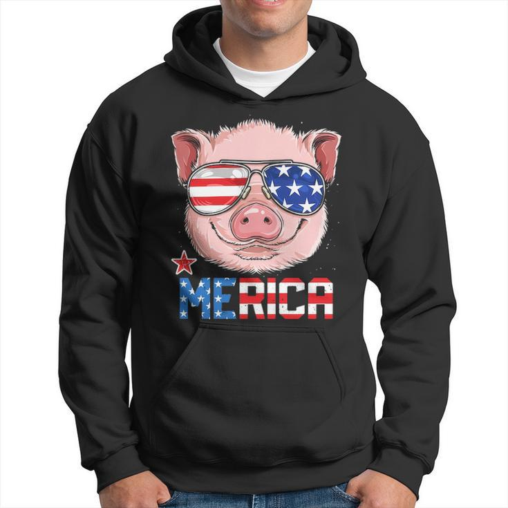 Pig 4Th Of July Merica American Flag Sunglasses Hoodie