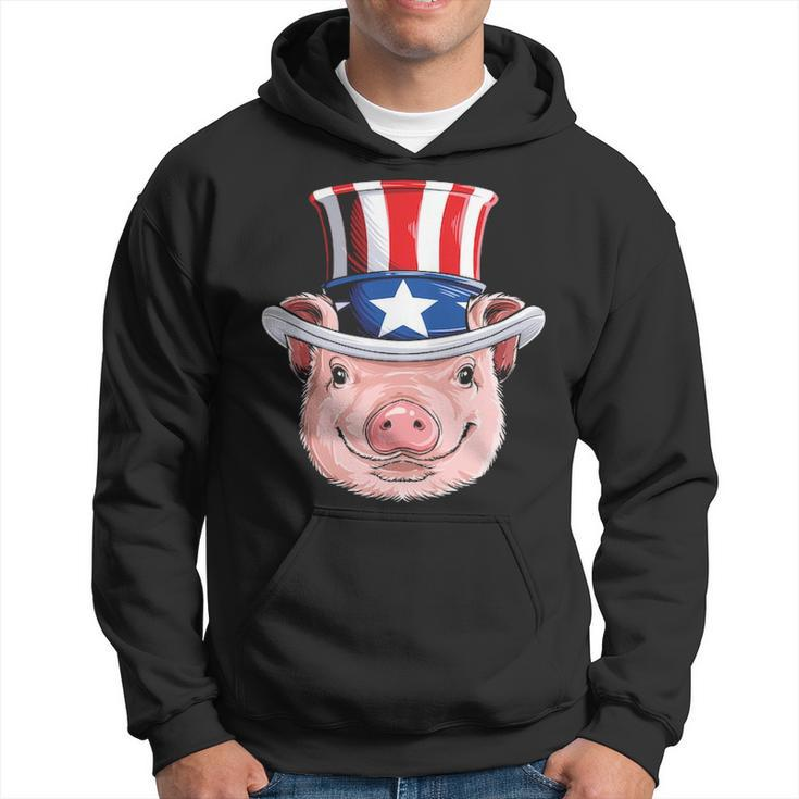 Pig 4Th Of July Uncle Sam American Flag Hat Hoodie