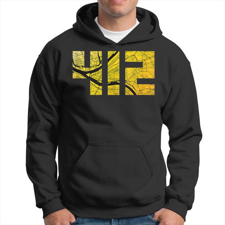 Pittsburgh 412 Black And Yellow City Street Map Hoodie