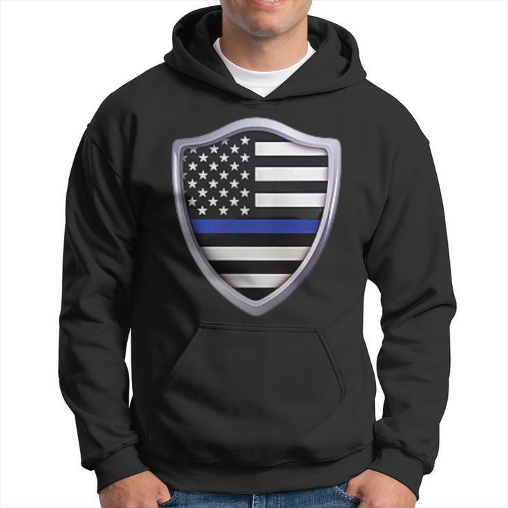 Police Blue Line Us Flag Police Shield Blue Lives Matter Hoodie