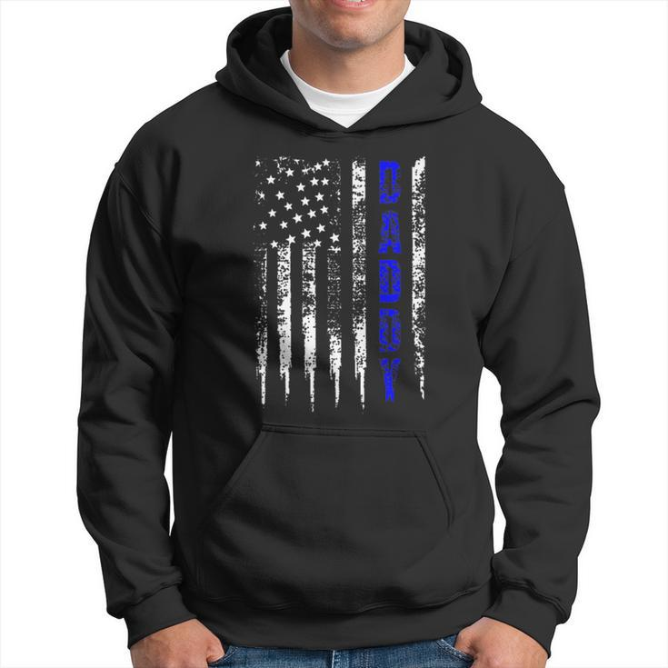 Police Daddy Blue Line Fathers Day Distressed Hoodie