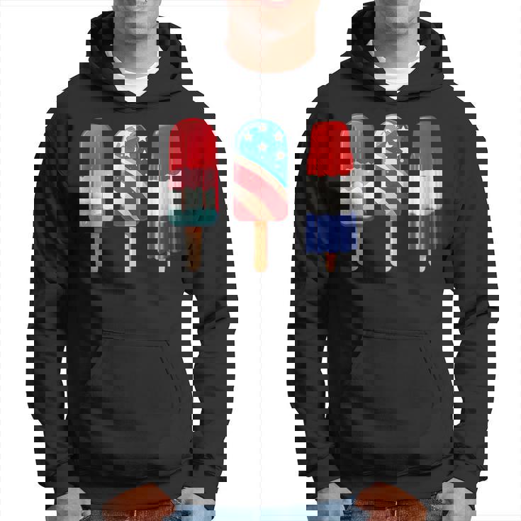 Popsicle Us American 4Th Of July Popsicle Red White & Blue Hoodie
