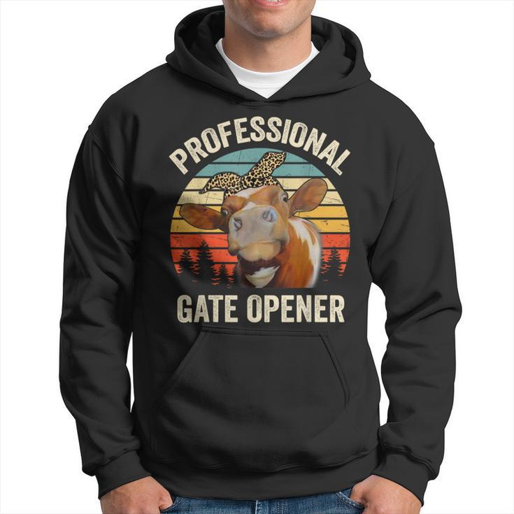 Professional Gate Opener Cow Lover Vintage Retro Heifer Hoodie