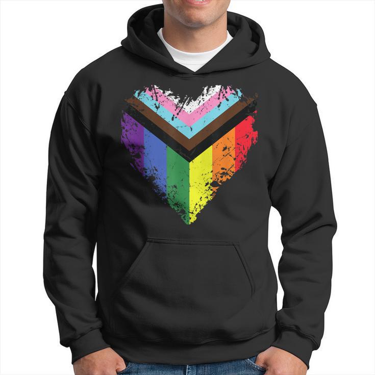 Progressive Pride Flag Heart Lgbtq For Lgbt Lesbian Gay Hoodie