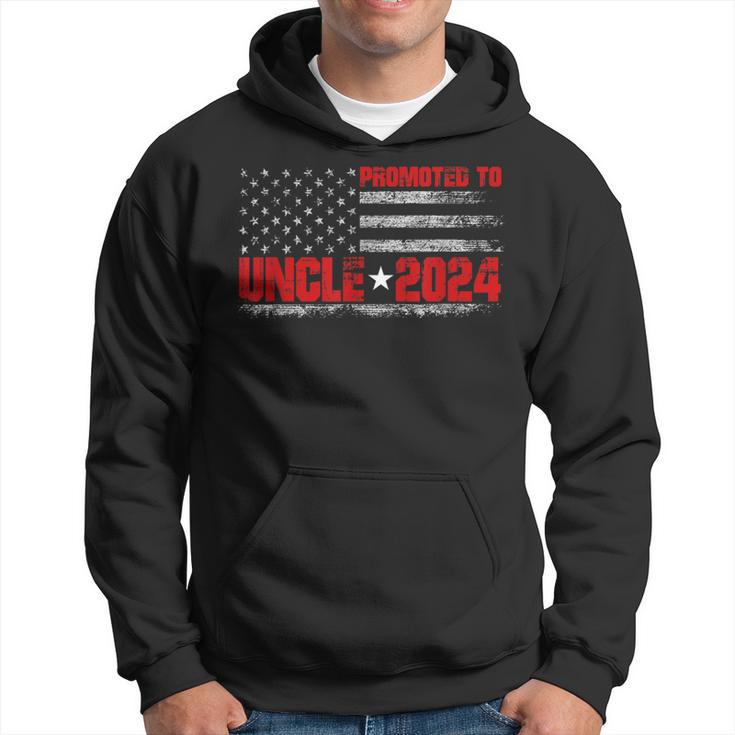 Promoted To Uncle Est 2024 American Flag First Time Uncle Hoodie